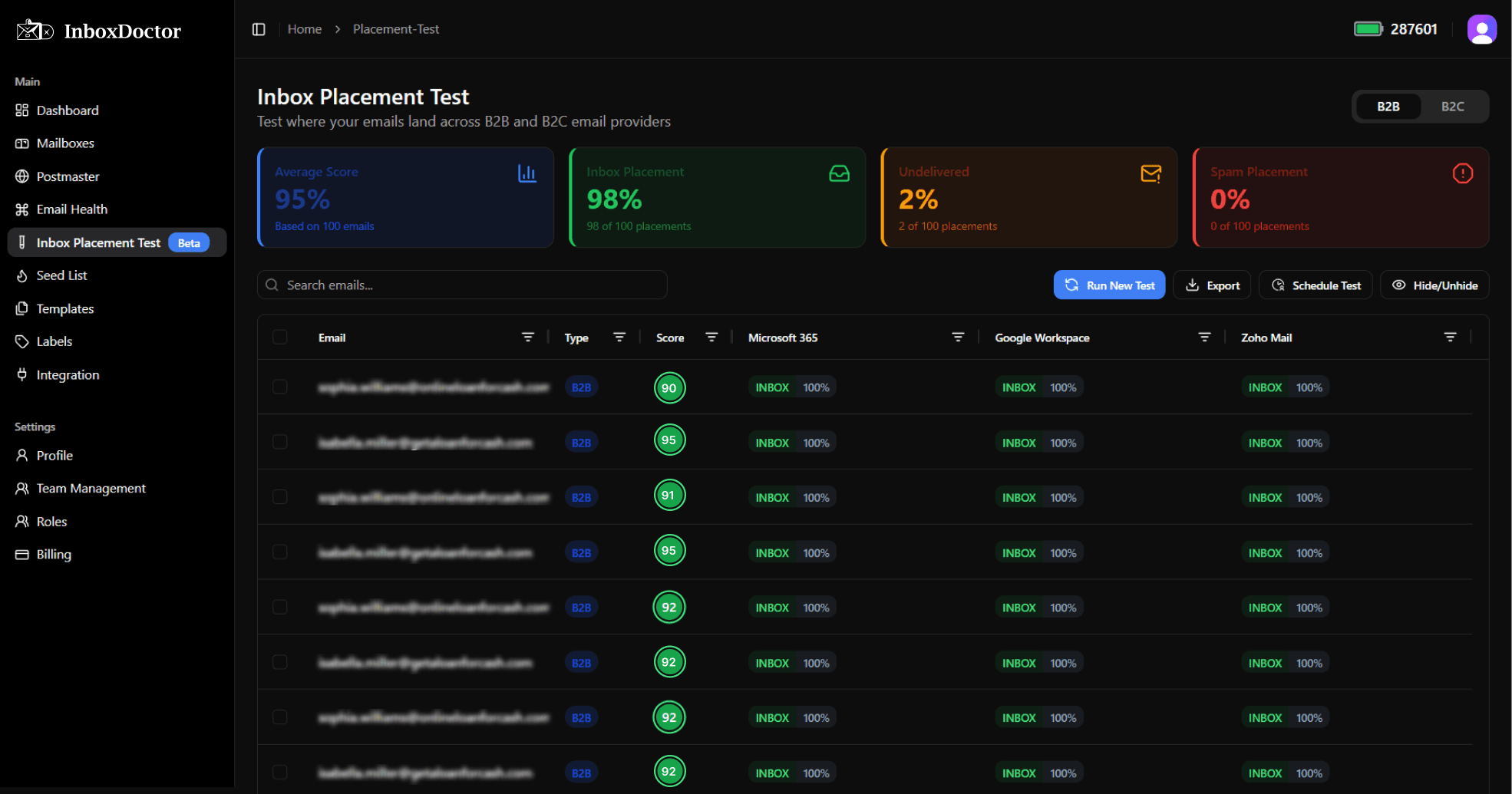 InboxDoctor Interface